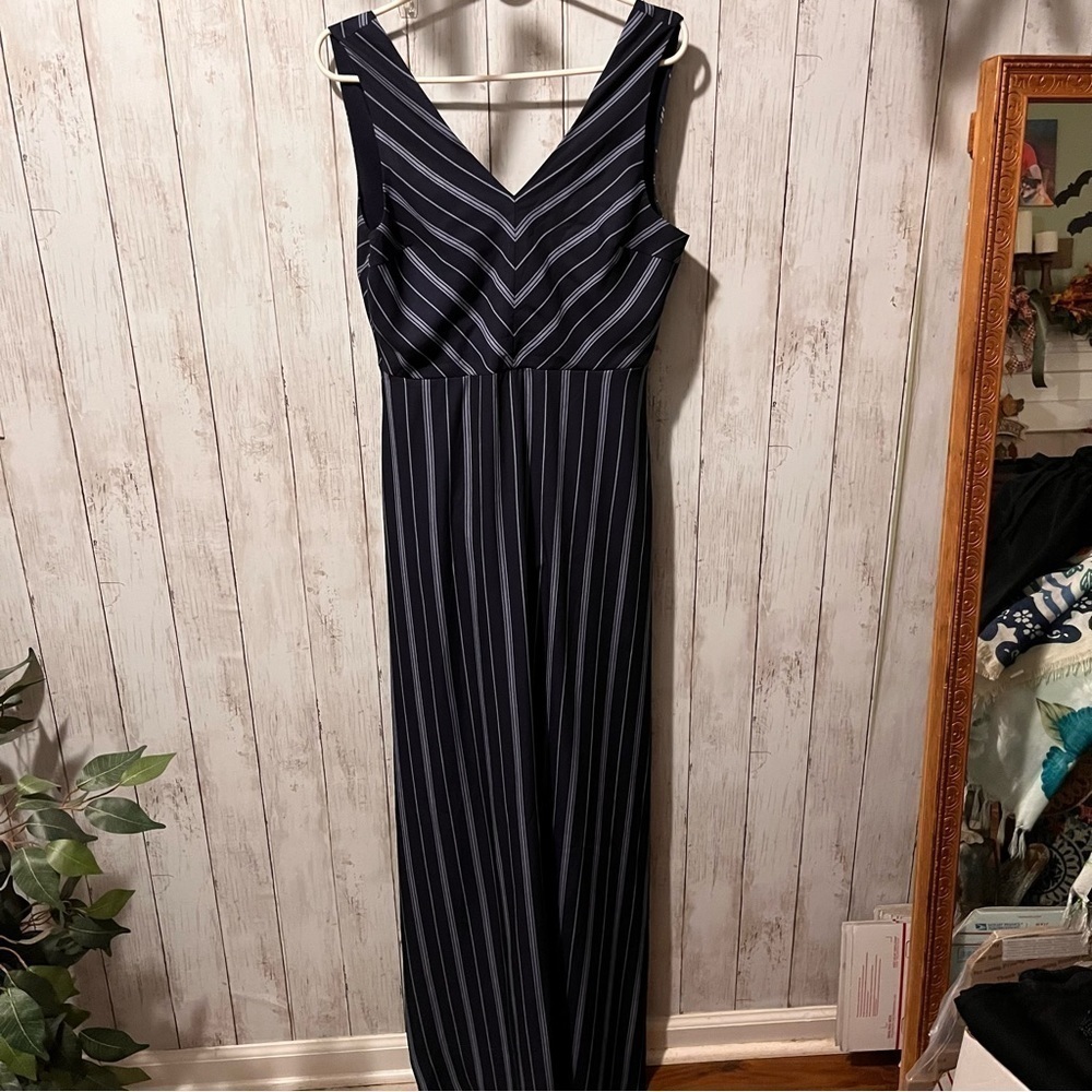 Doe & rae medium long dress , blue and white stripes.